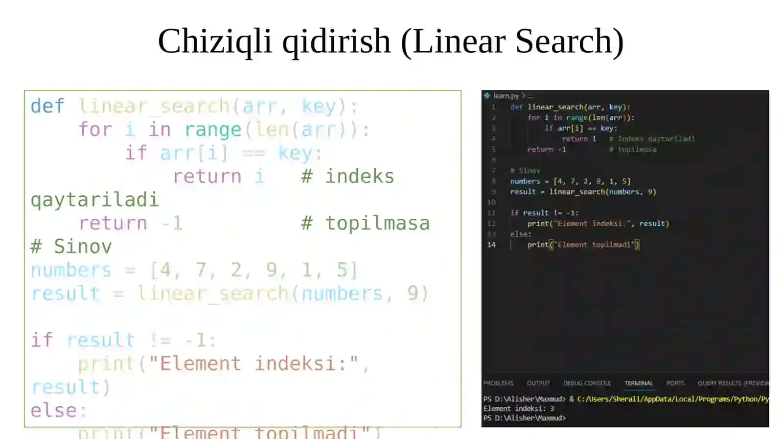 Malumotlarni qidirish algoritmlarini ishlab chiqish 3