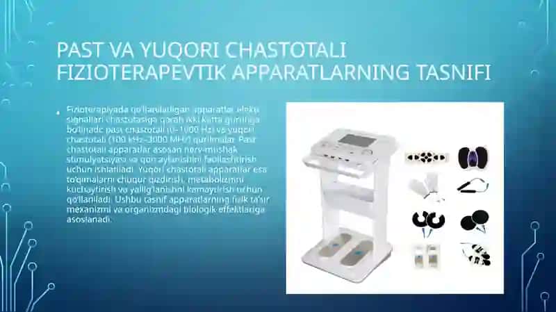 Biofizika - Past va yuqori chastotali

fizioterapevtik apparatlar va ularning fizik asoslari (11 sla 3