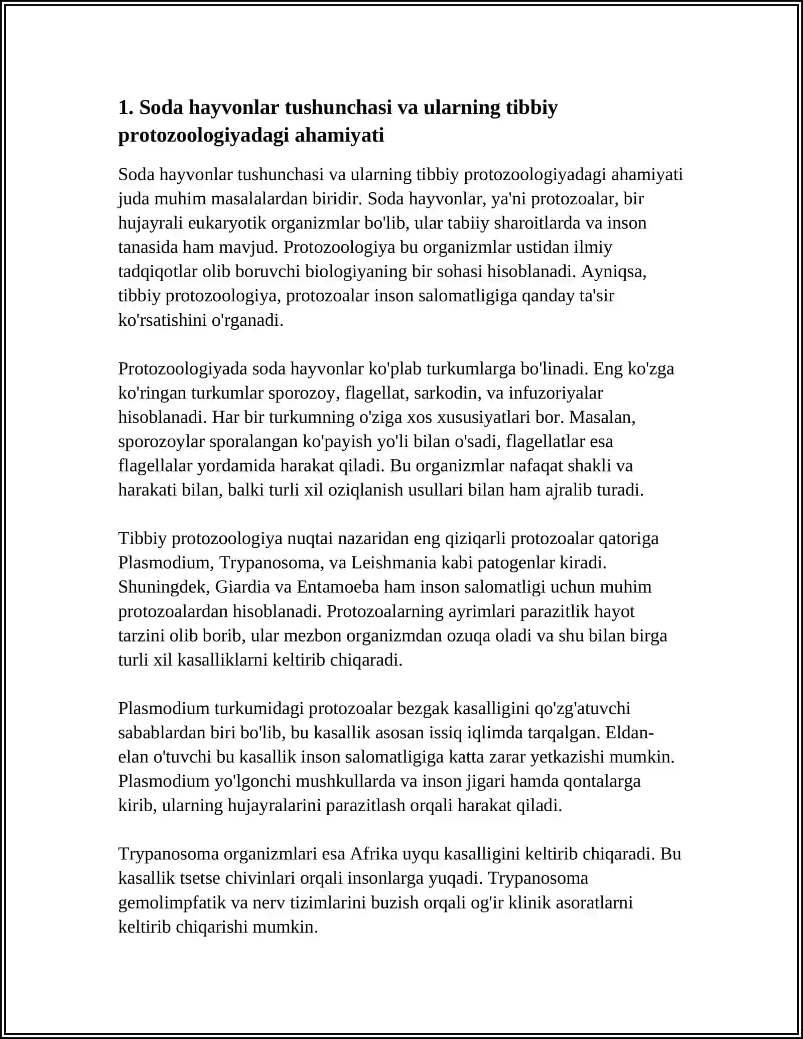 TIBBIY PROTOZOOLOGIYA.SODA HAYVONLAR KLASSIFIKATSIYASI 3