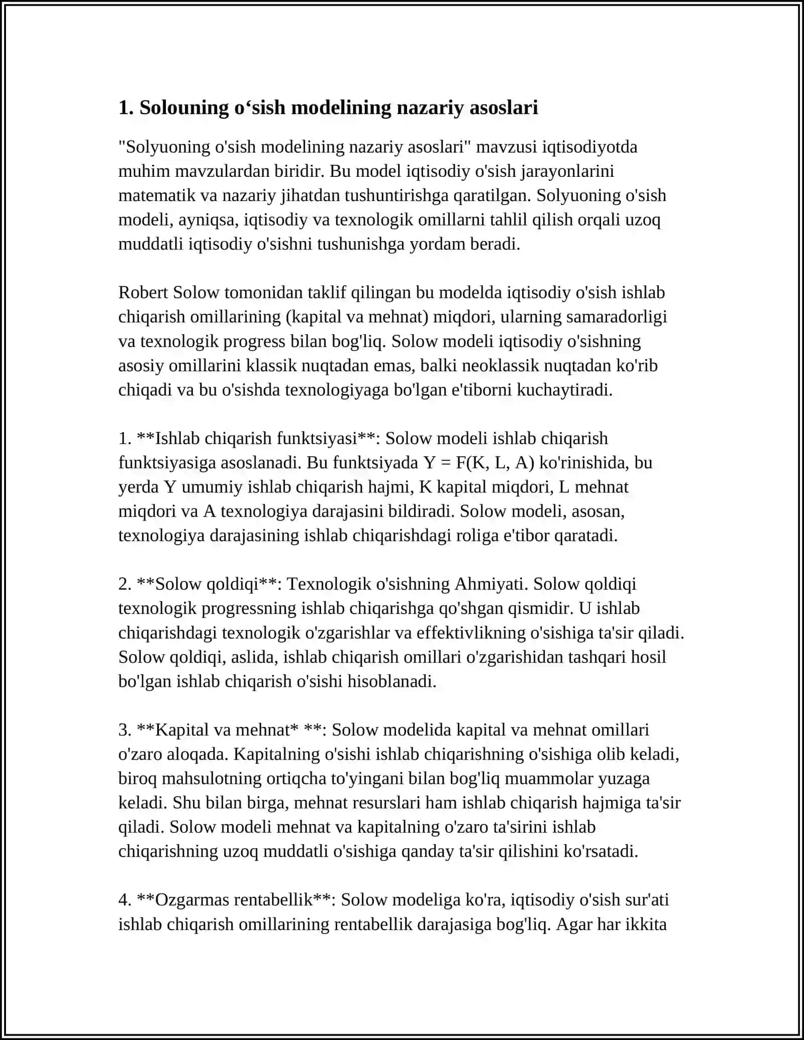 ROBERT SOLOUNING OʻSISH MODELI 3