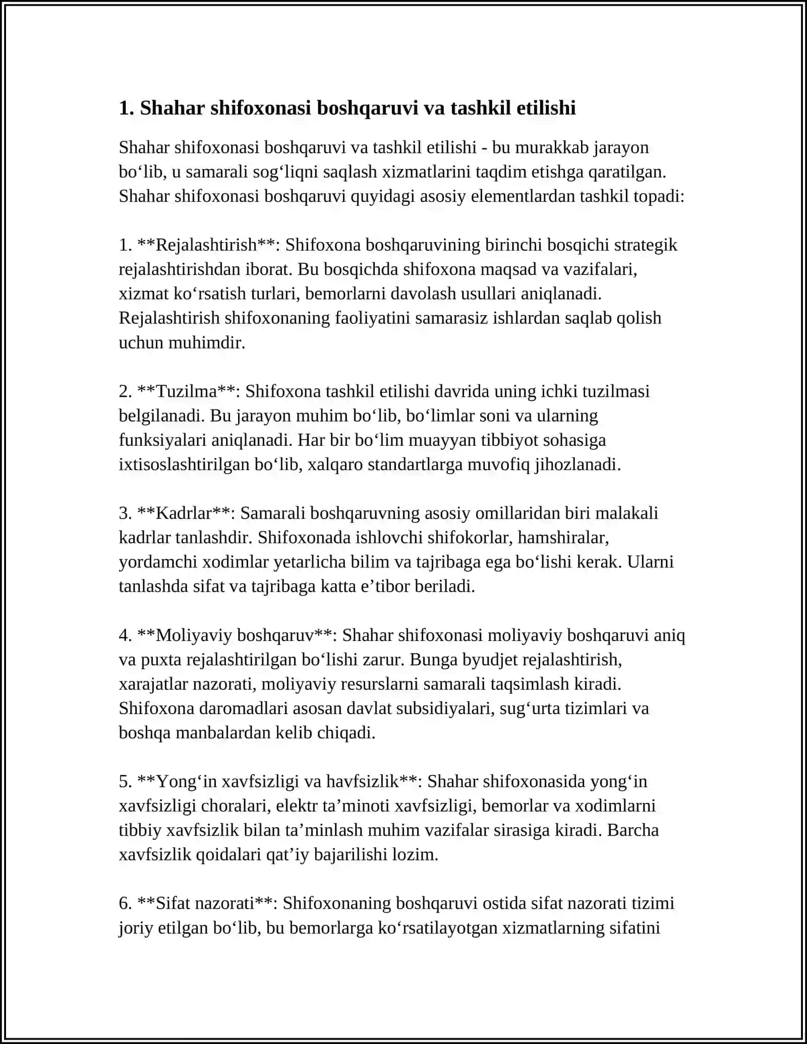 SHAXAR SHIFOXONASI ISHINI TASHKIL QILISH 3
