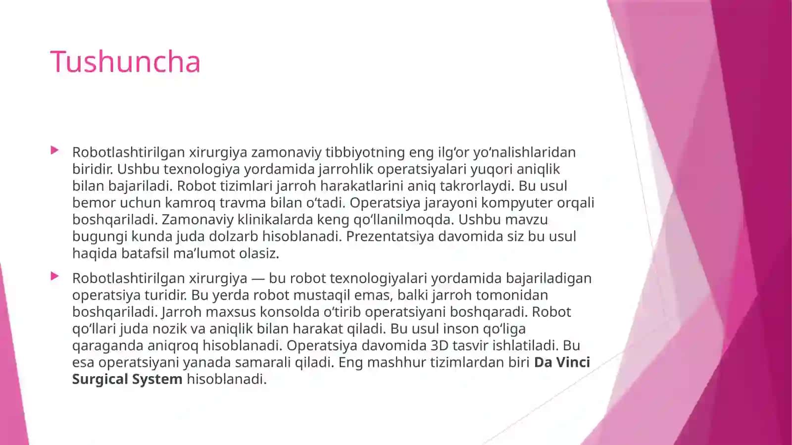 ROBOTLASHTIRILGAN XIRURGIYA AMALYOTI 3
