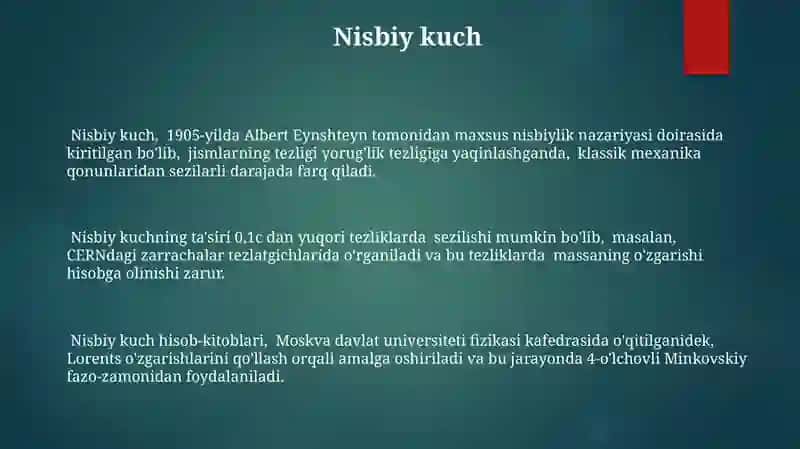 Relyativistik dinamika elementlari 3