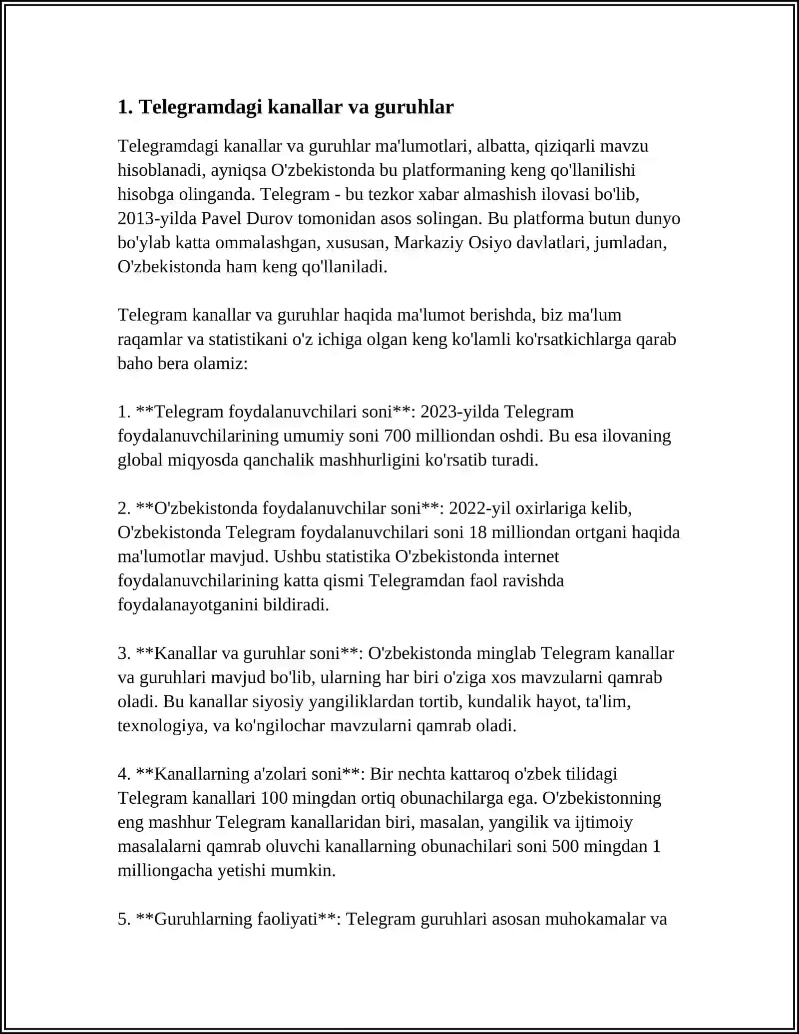 Telegramdagi kanallar va guruhlar 3