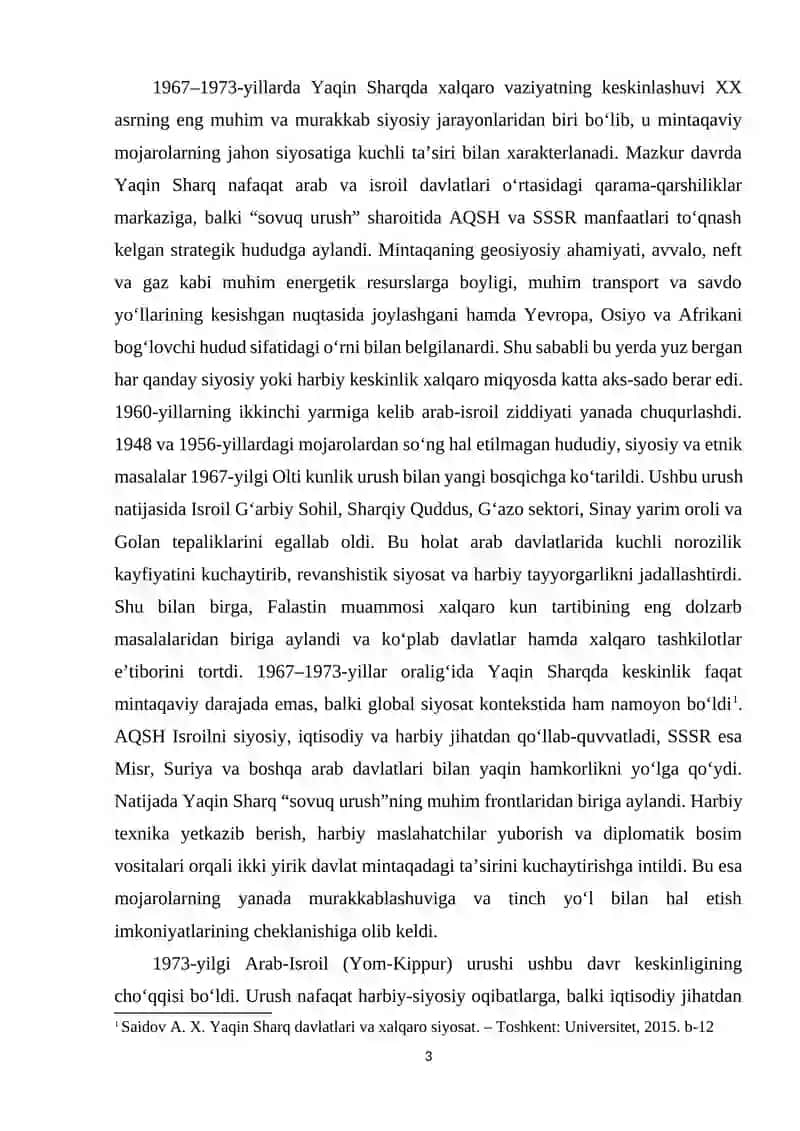 1967-1973–yillarda Yaqin Sharqda xalqaro vaziyatning keskinlashuvi 3