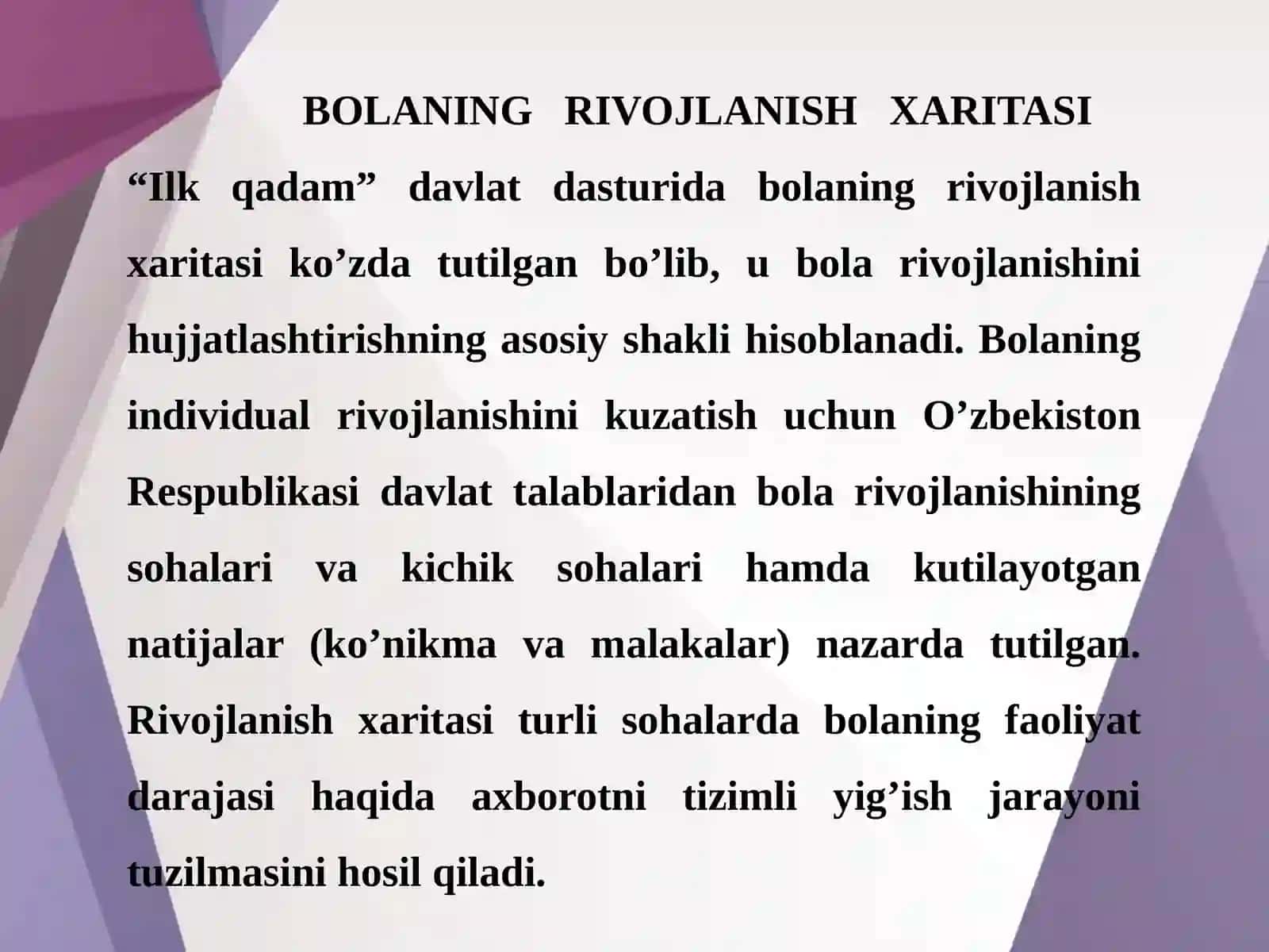 MAKTABGACHA YOSHDAGI BOLALARNING RIVOJLANISH XARITASINI YURITILISHI VA HISOBOTLARINING TAYYORLANISHI BO’YICHA TAVSIYALAR 3