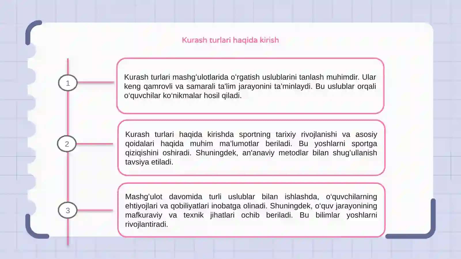 Kurash turlari mashgʻulotlari jarayonida oʻrgatish uslublari mavzusida 3