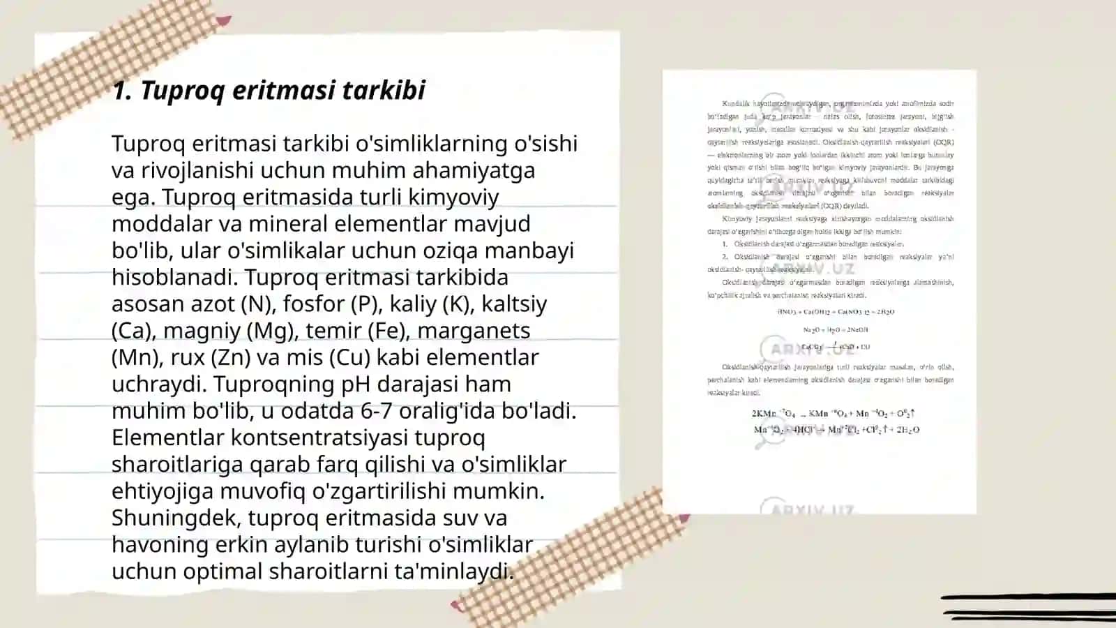 Tuproq eritmasi va tuproqdagi oksidlanish-qaytarilish jarayonlarini oʻrganish 3