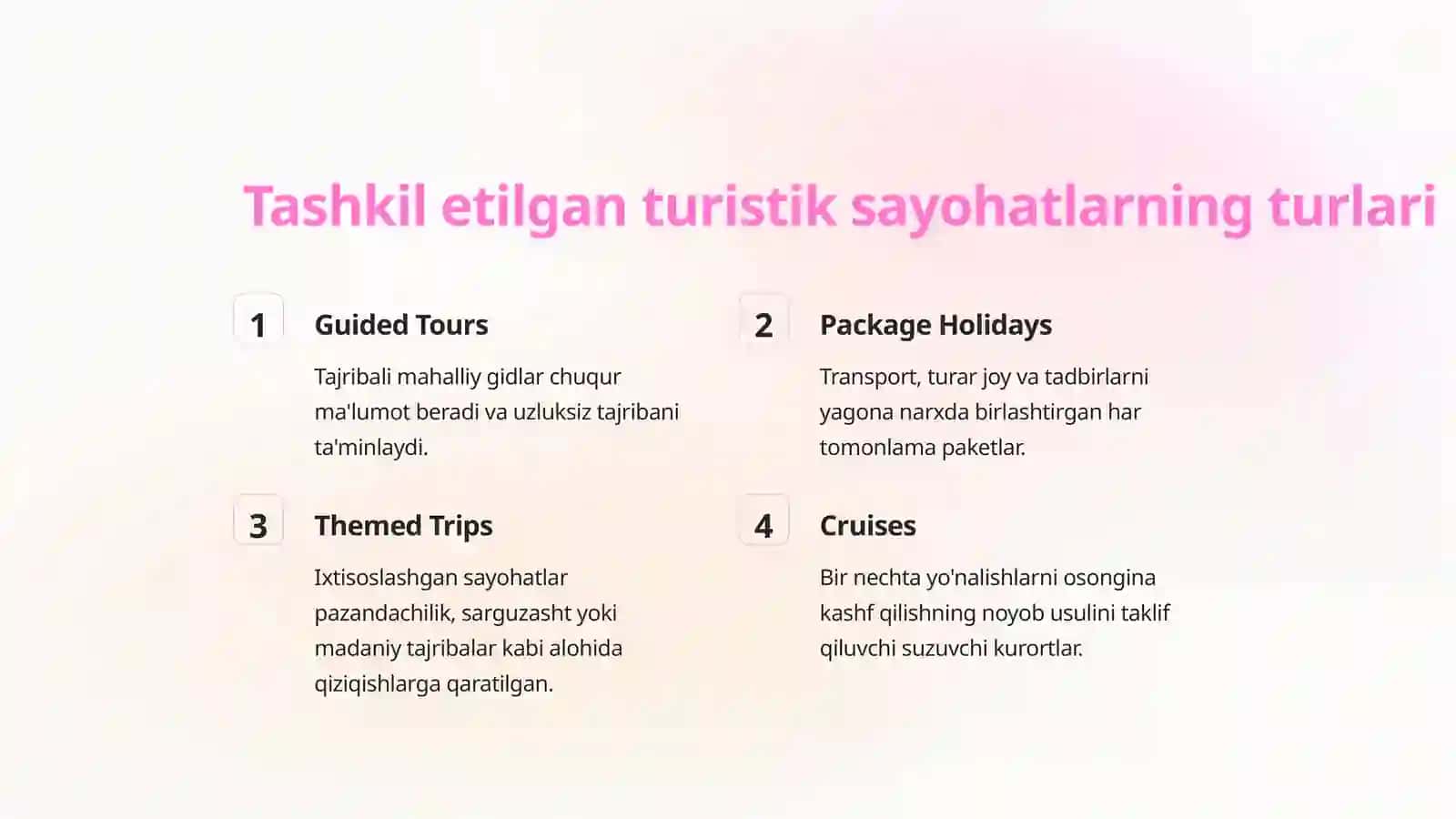 Tashkil etilgan turistik sayohatlarning ahamiyati 3