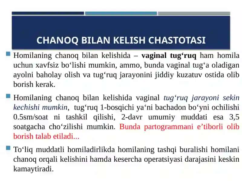 Homilaning Chanoq bilan kelish holatlarida homiladorlikni olib borish 3