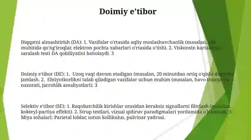 Diqqat turlari va uning xususiyatlari 3