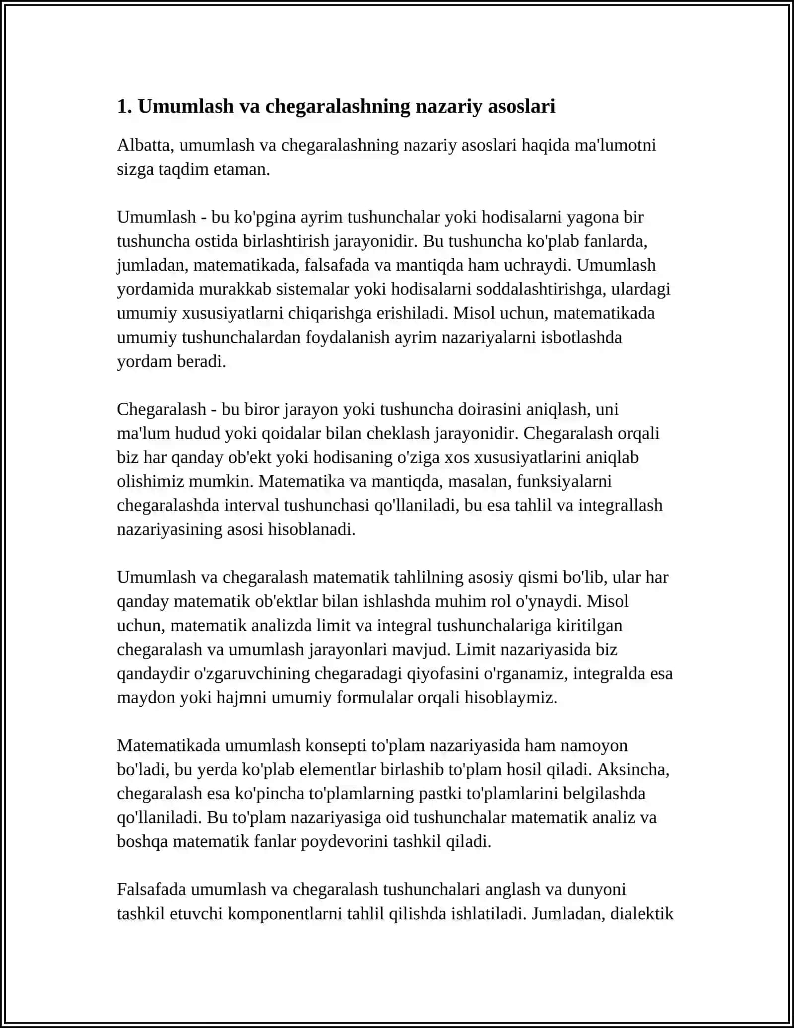 TUSHUNCHANI UMUMLASH VA CHEGARALASH 3