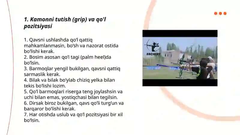 Kamondan o'q otish va uni bajarish texnikasi 3