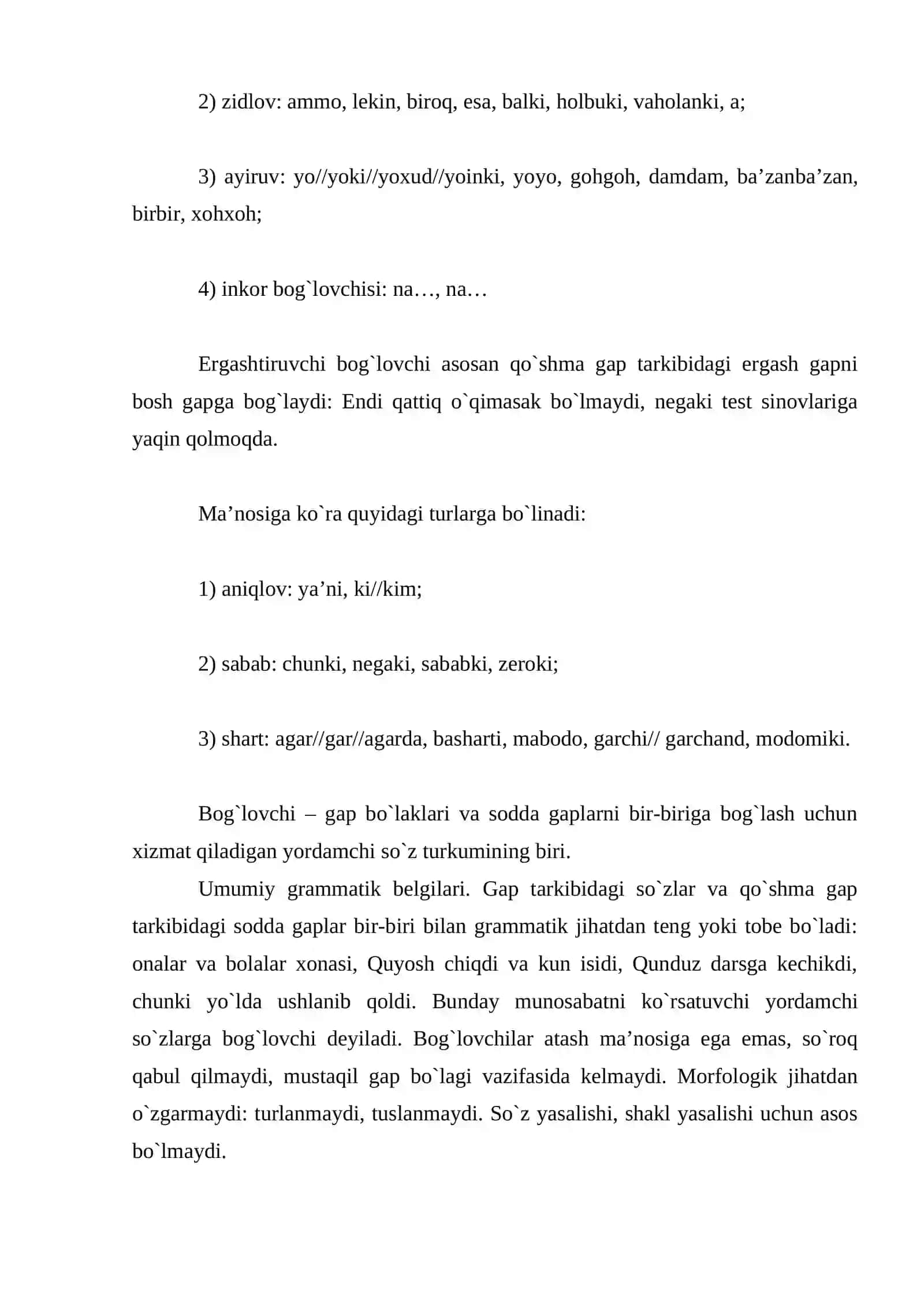 Bog’lovchilarning gramatik belgilari 3