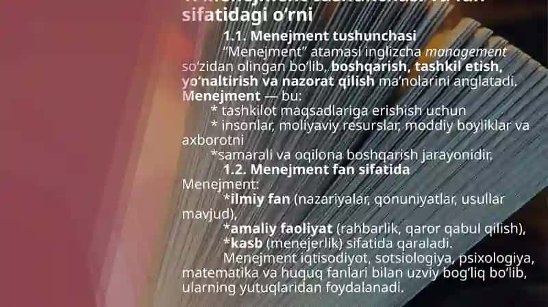 MENEJMENT FANINING PREDMETI VA VAZIFALARI 3