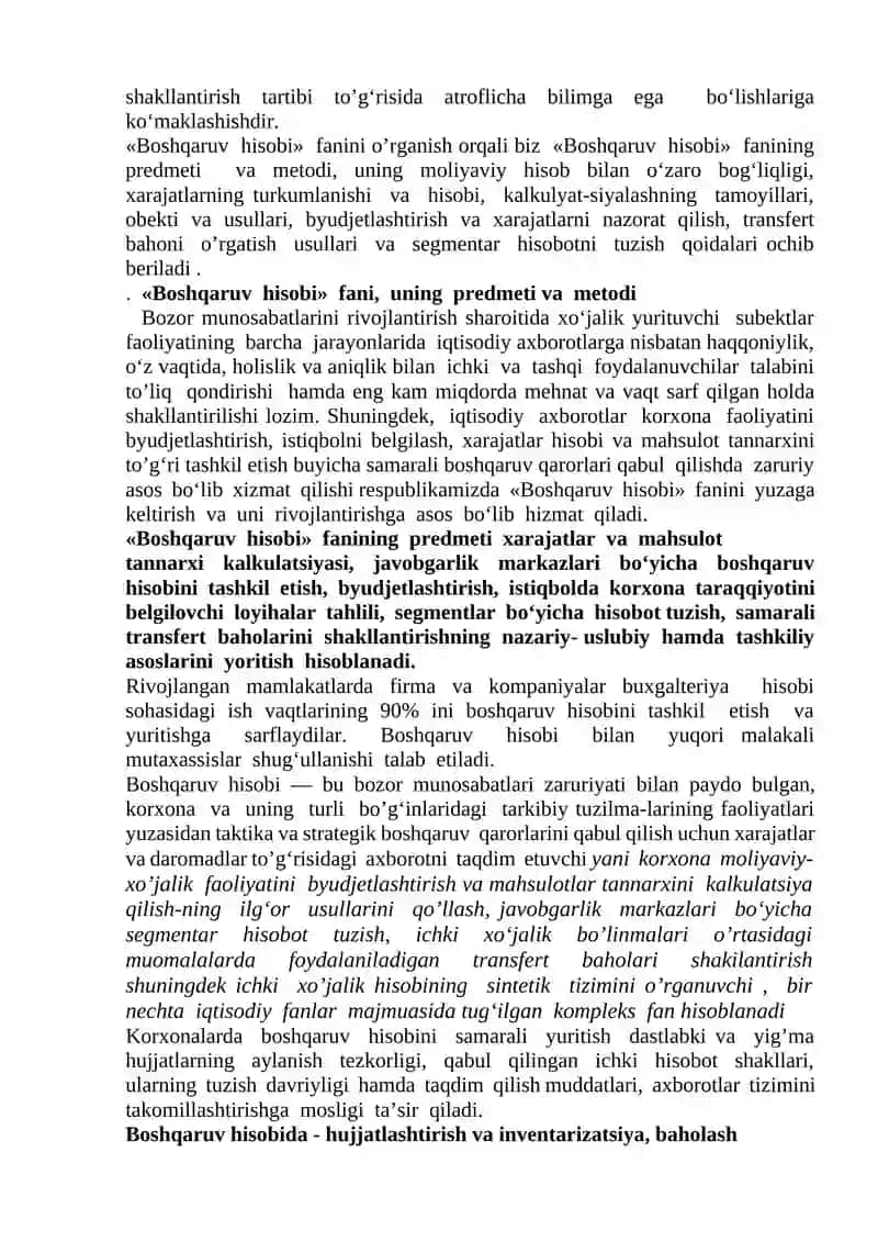 « Boshqaruv hisobi » fanining predmeti va metodi 3