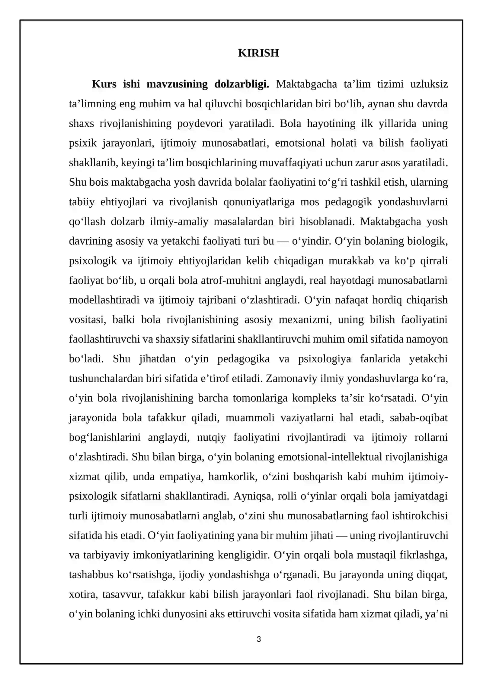 O‘YIN — BOLA FAOLIYATINING ASOSIY TURI SIFATIDA 3