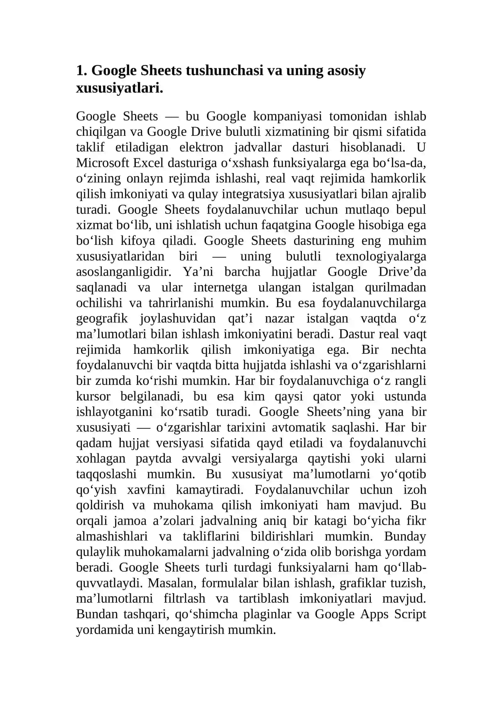 Google Sheets’da jamoaviy ishlash va fayl ulashish imkoniyatlari 3