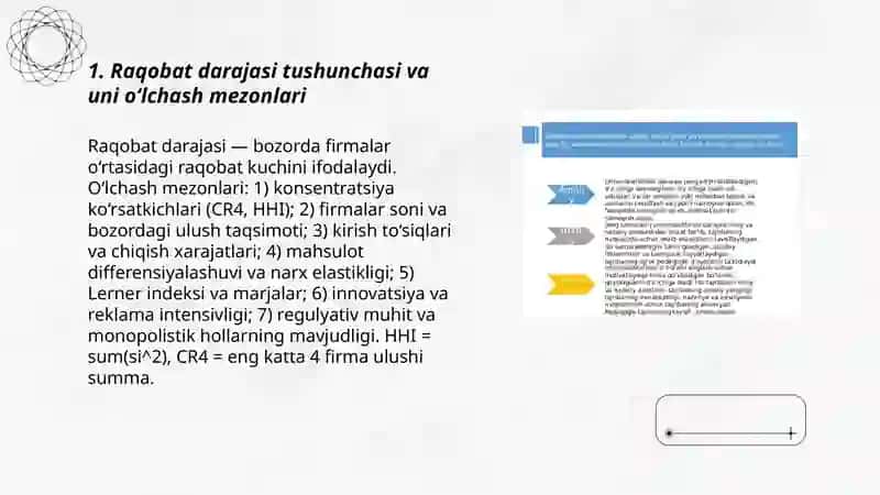 Raqobat darajasi korsatkichlari va ularni aniqlovchi omilar 3