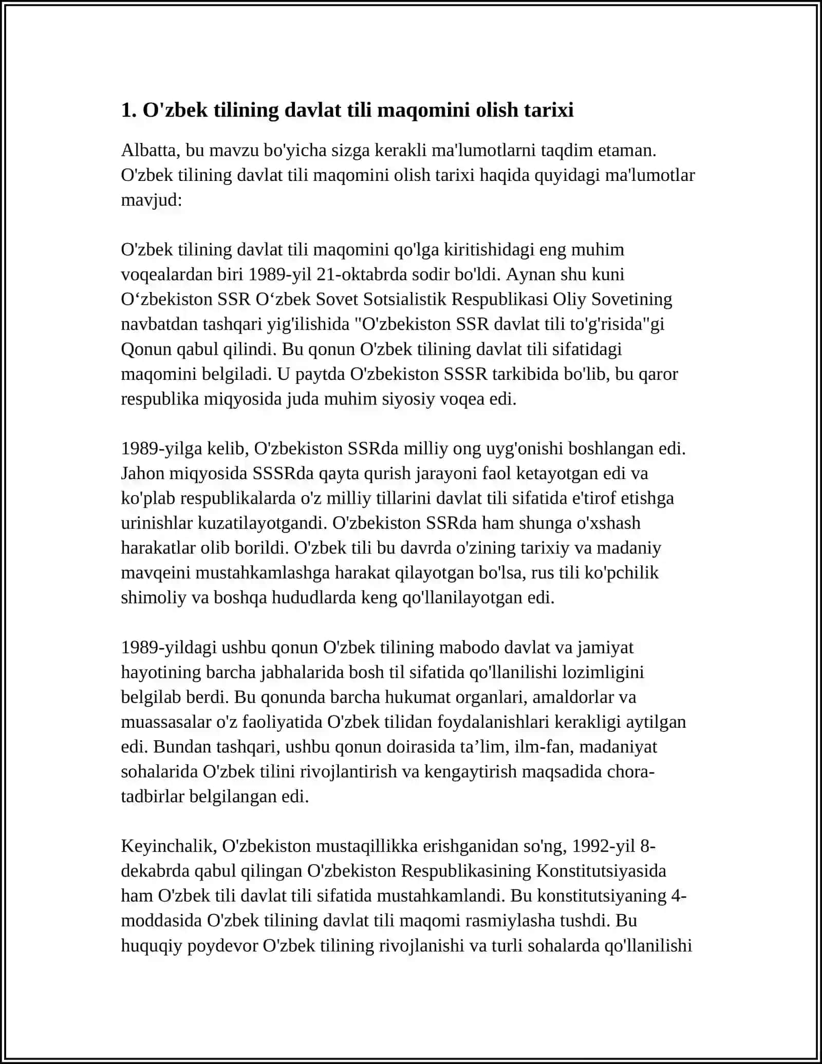 ISTIQLOL VA O'ZBEK TILI.MUSTAQILLIK DAVRIDA O'ZBEKISTONDA TIL SUYOSATI 3