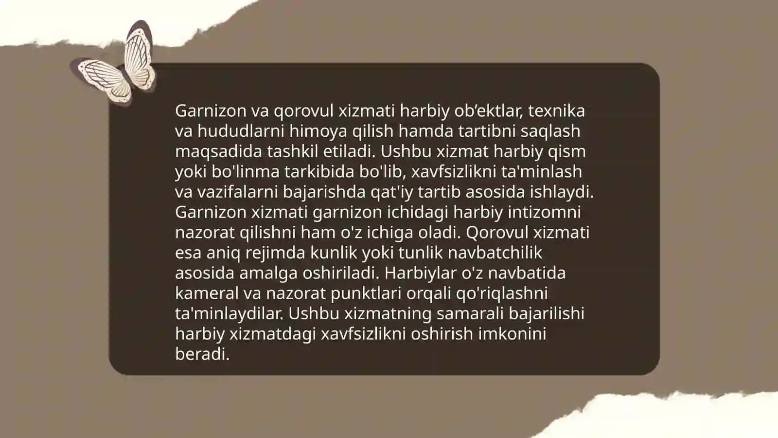 Garnizon va qorovul xizmatini ôtash va tashkil etish 3