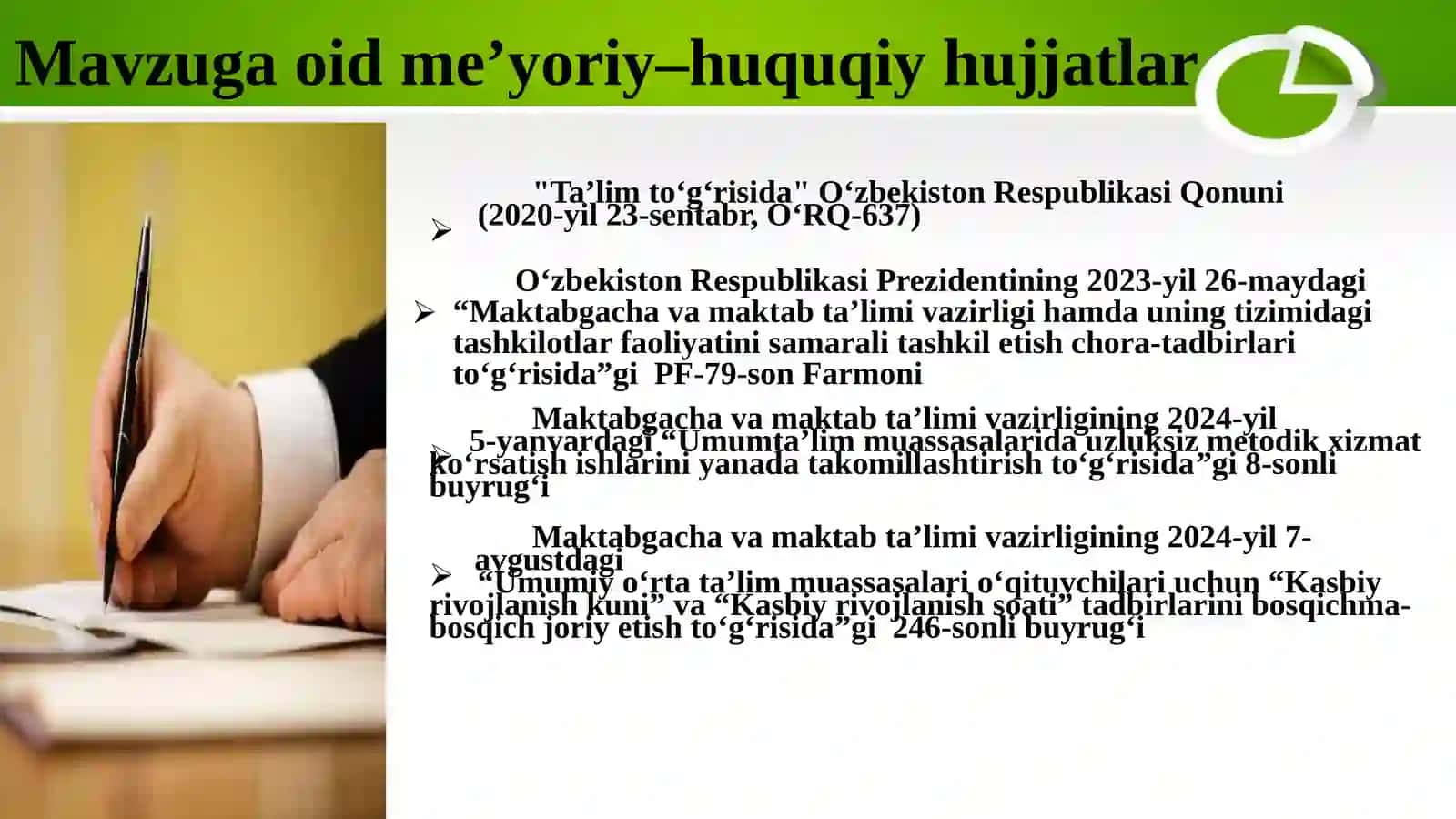 PEDAGOG XODIMLAR FAOLIYATIDA ANIQLANGAN KAMCHILIKLARDAN DAVOLOVCHI MEXANIZM SIFATIDA FOYDALANISH 3
