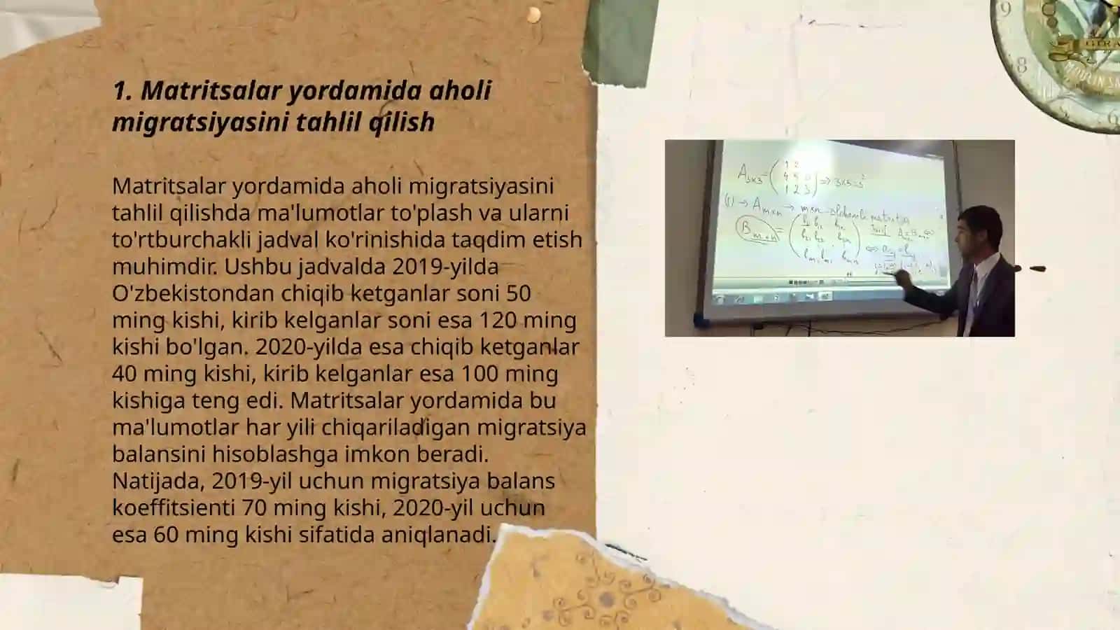 Matritsalar yordamida aholi migratsiyasini baholash. Axoli yoshi haqidagi masala 3