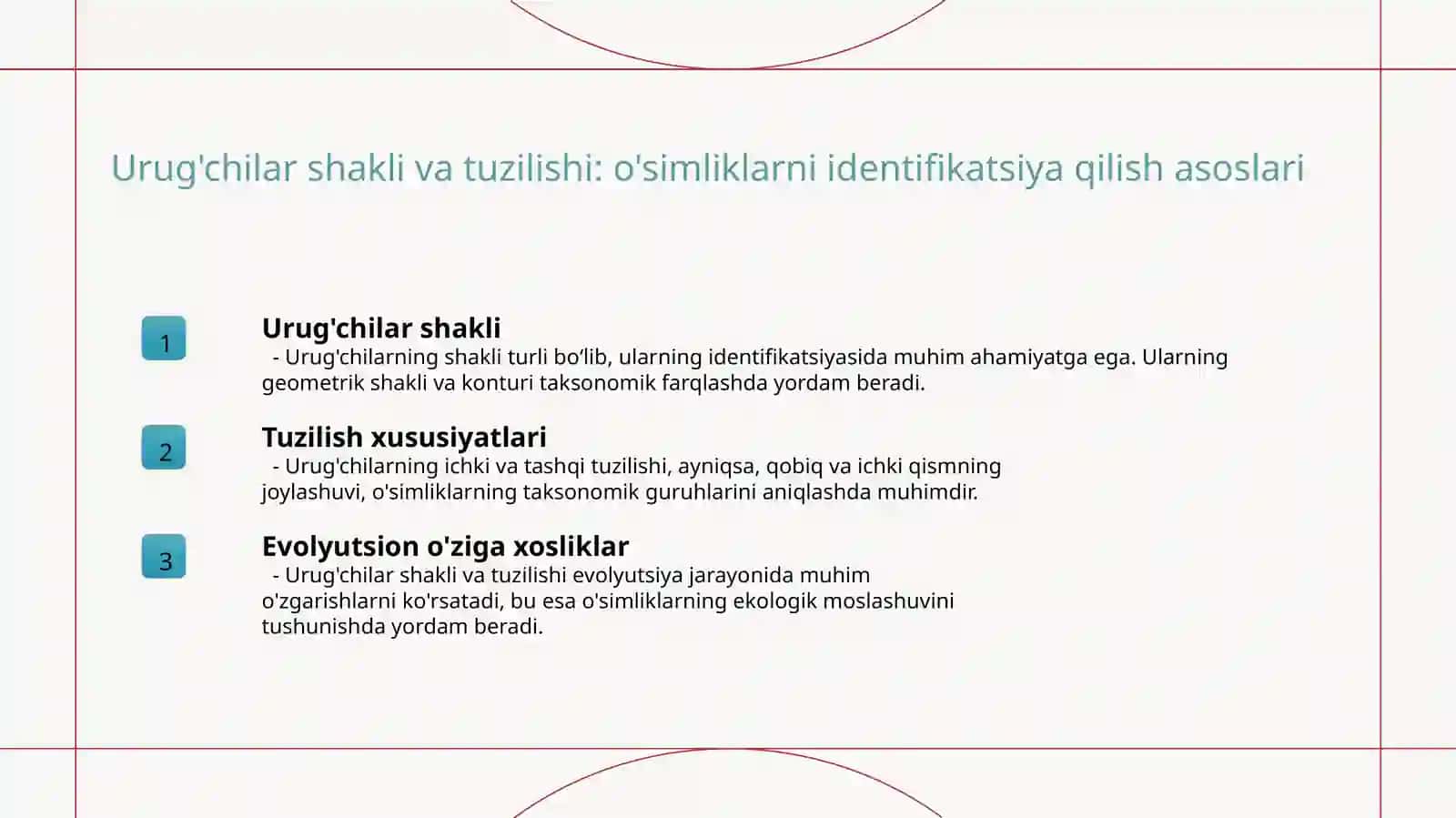 O'simliklar sistematikasida muhim belgilar urug'chilar misolida 3
