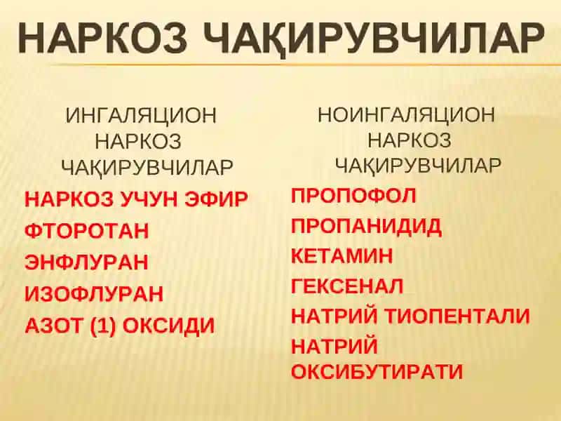 Наркоз Чақирувчи Воситалар 3