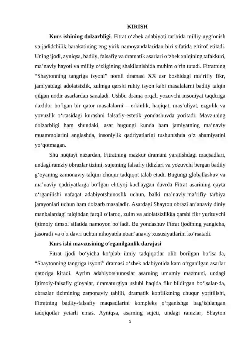 Fitratning “Shaytonning tangriga isyoni” asari tahlili va sujeti 3