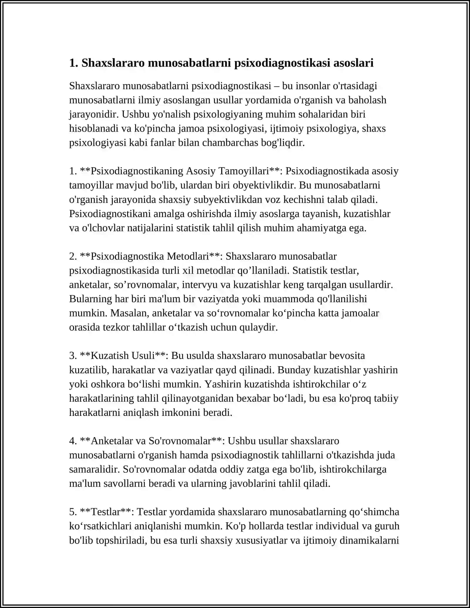 SHAXSLARARO MUNOSABATLAR PSIXODIAGNOSTIKASI USULLARI 3