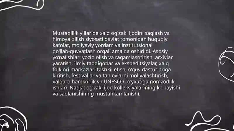 Xalq og'zaki ijodiga mustaqillik yillarida qaratilgan e'tibor 3
