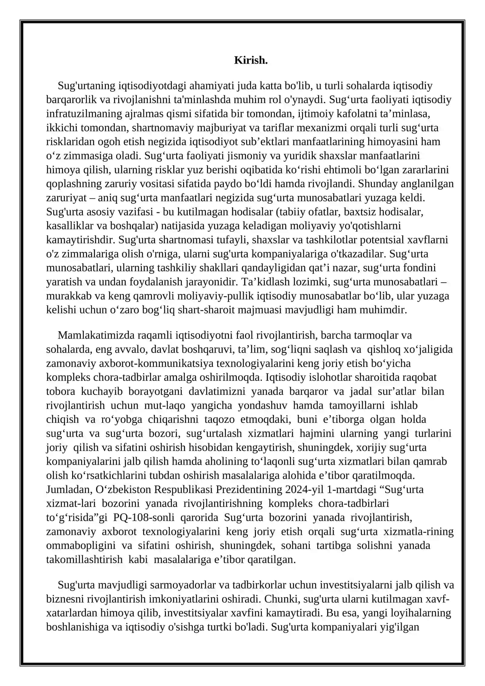 Sug'urtaning iqtisodiyotdagi ahamiyati va rivojlanish bosqichlari. 3