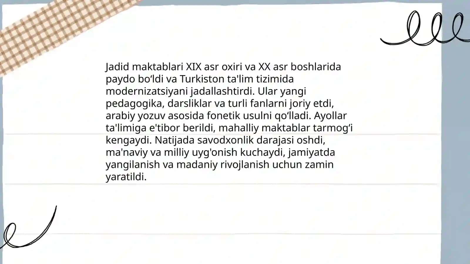 JADIDCHILIK HARAKATINING TURKISTON IJTIMOIY-SIYOSIY VA MADANIY HAYOTIGA TA'SIRI 3