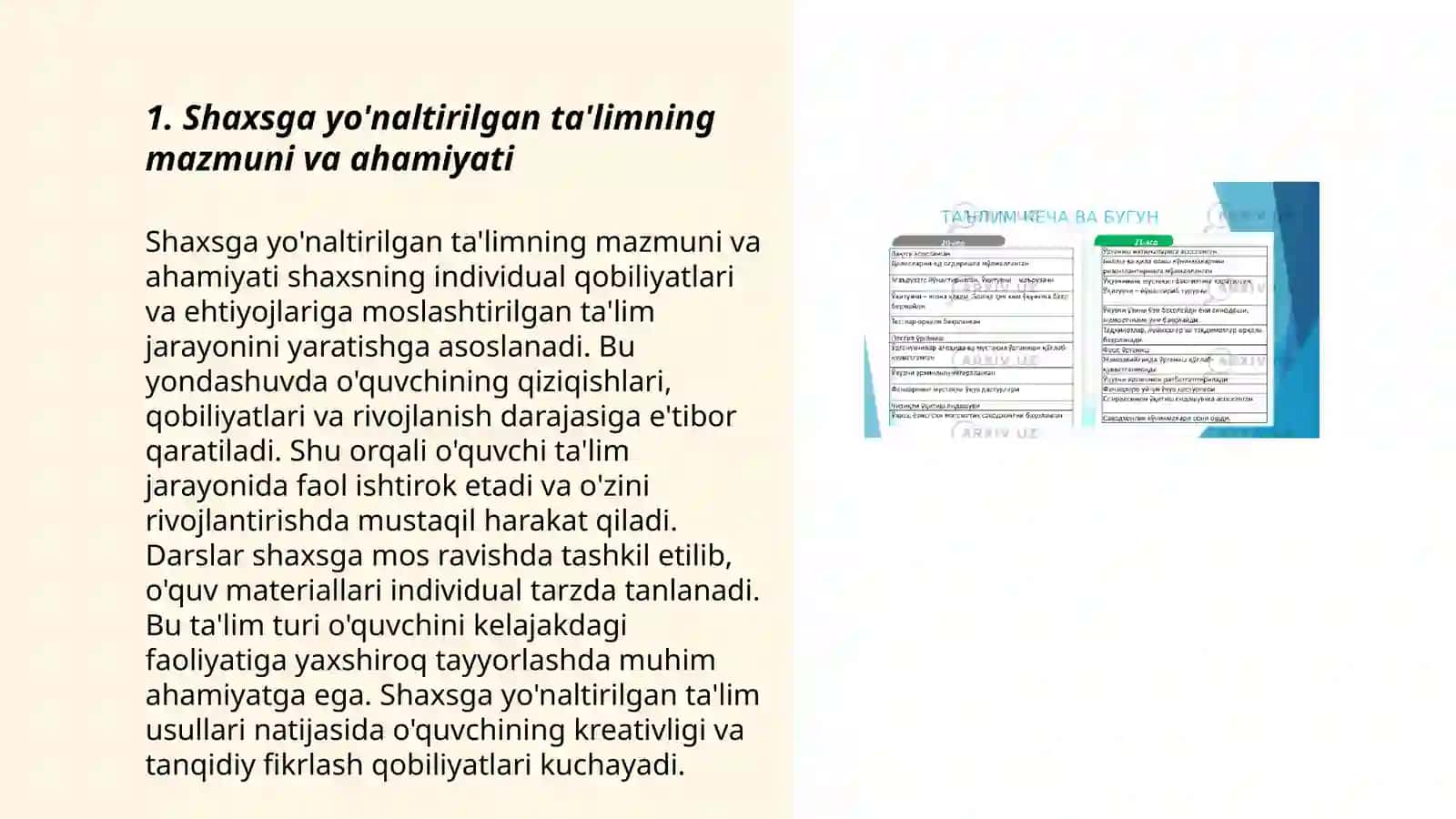 Shaxsga yo'naltirilgan ta'limning mazmuni va ahamiyati 3