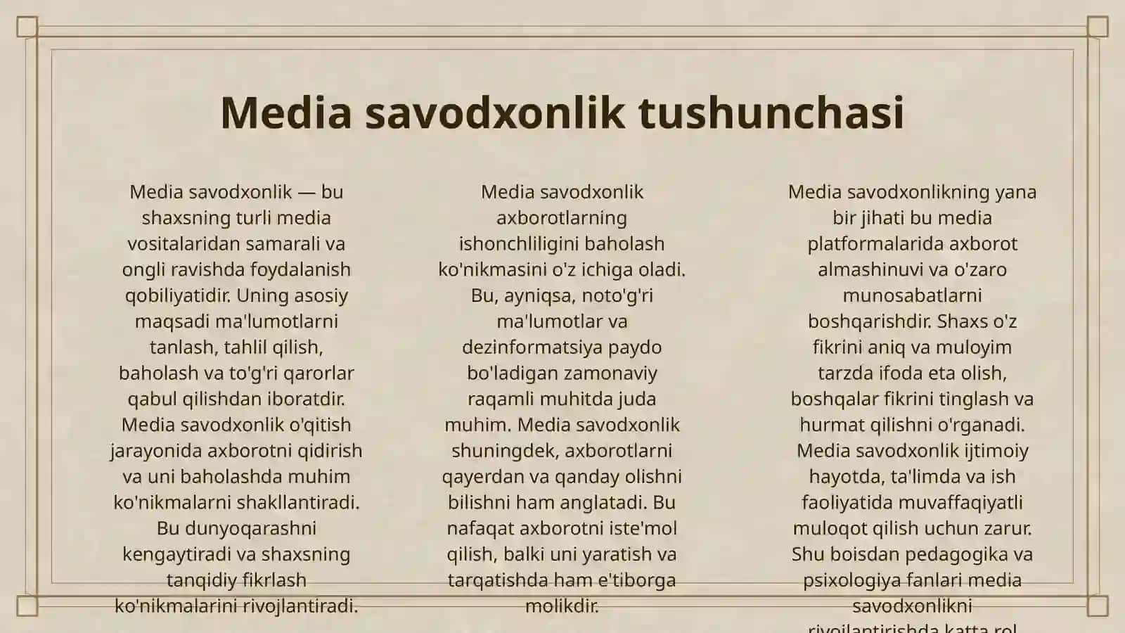 MEDIA SAVODXONLIGINI RIVOJLANTIRISH 3