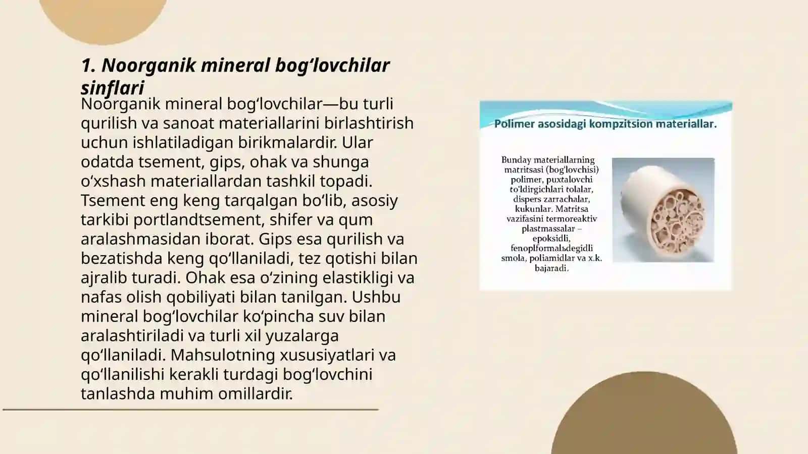 Noorganik mineral bog‘lovchilar sinflari 3