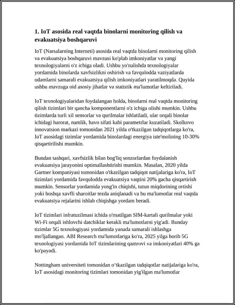 AQLLI BINOLAR VA ISHLAB CHIQARISH TIZIMLARIDA FAVQULOTDA VAZIYATLARDA INTERNET TEXNOLOGIYALARI YORDAMIDA EVAKUATSIYANI TASHKIL ETISH 3