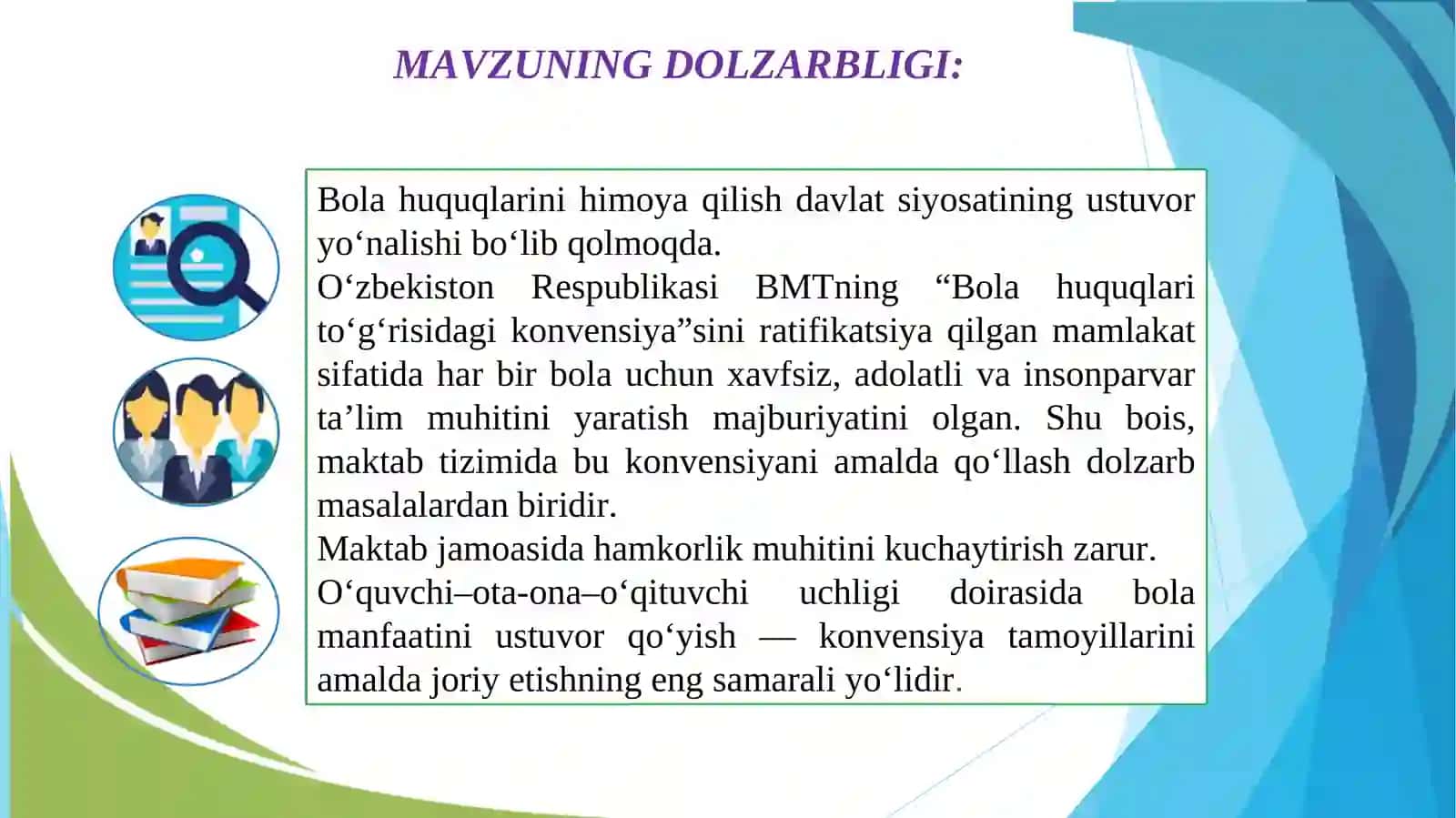 Maktabda bola huquqlari to‘g‘risidagi konvensiyani amaliyotga joriy etish 3