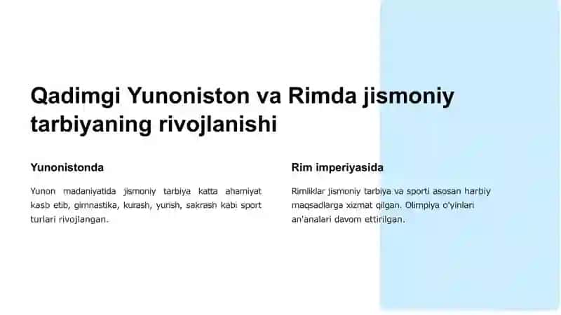 Jismoniy tarbiya va sport ta'limining paydo bo'lishi  va rivojlanish bosqichlari 3