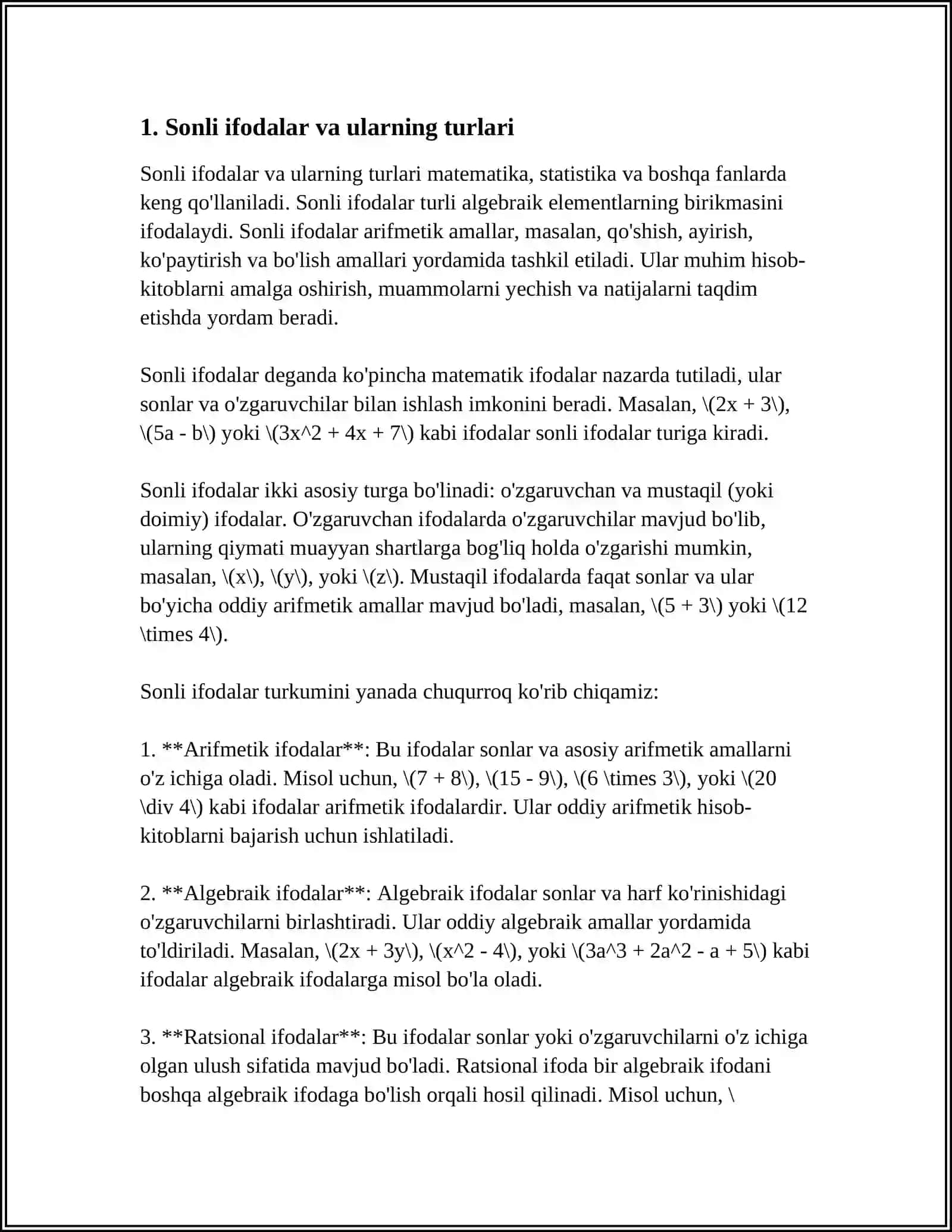5-SINF SONLI VA HARFIY IFODALAR MATEMATIK AMALLAR VA TENGLAMALAR 3