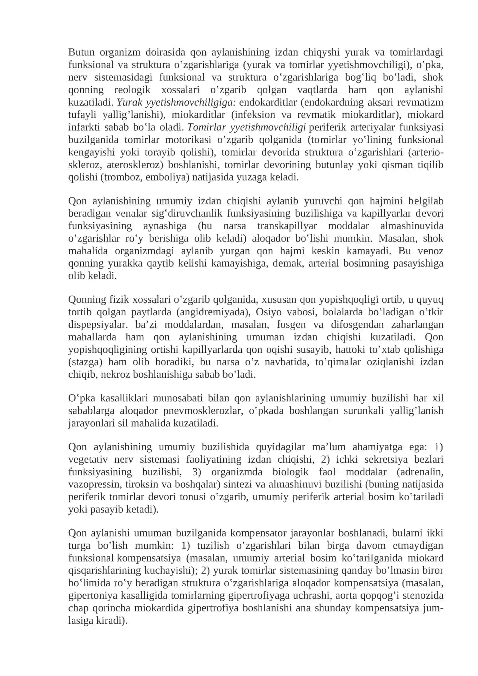 Mavzu 4:Gemodinamikani buzilishlari, torombemboliya va shok. Shish. Giperemiya va dimlanish. Qon ketish. Gemostaz va tromboz. Koagulyasiya ketma-ketligi.Tromboz.Dissemenirlashgan tomir ichidagi qon ivishi. Emboliya. Infarkt. Shok 3