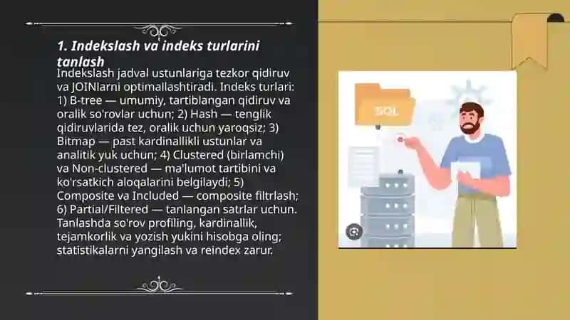 SQL optimallashtirish 3