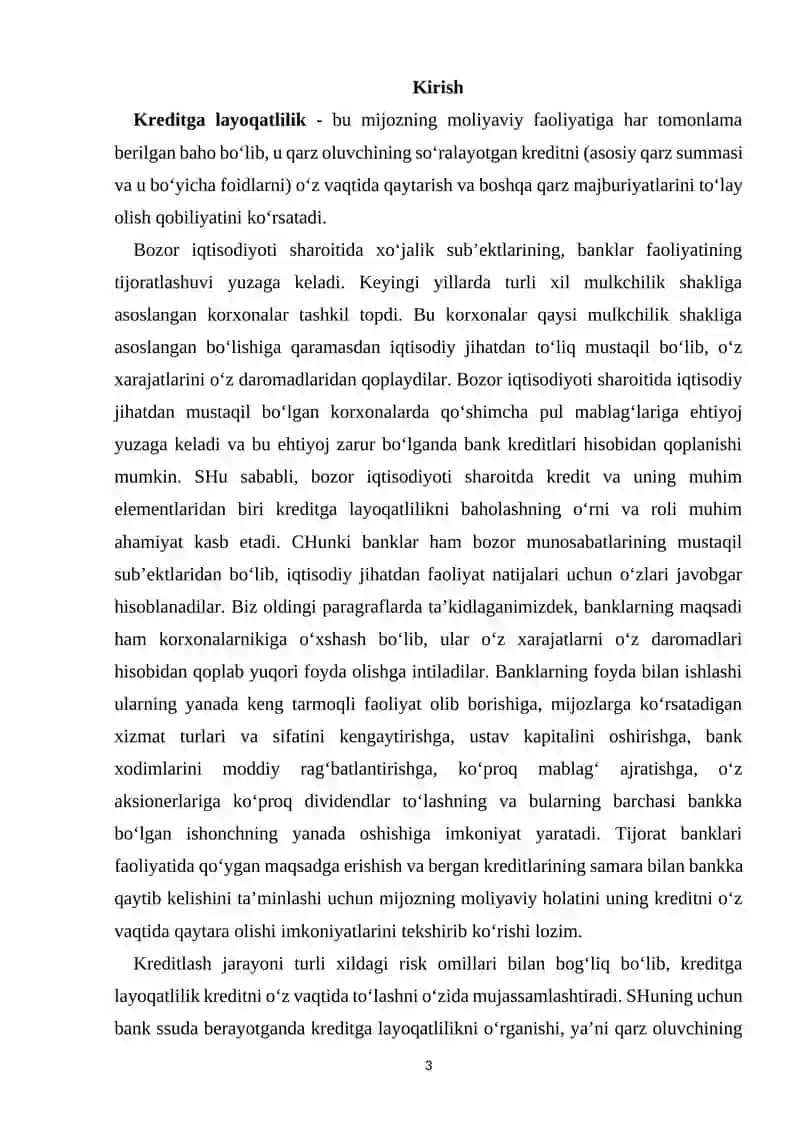 Kreditga layoqatlilikni baholash va tahlil qilishning asosiy usullari 3