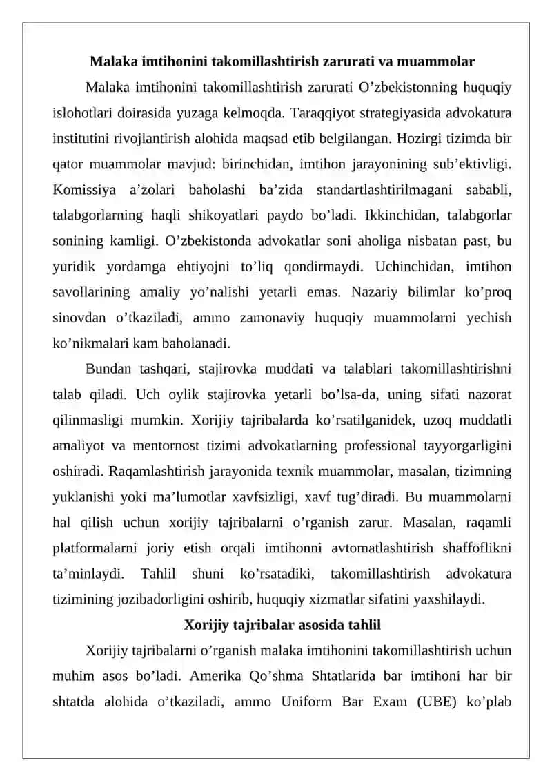 Malaka imtihonini qabul qilishni takomillashtirish imkoniyatlari 3