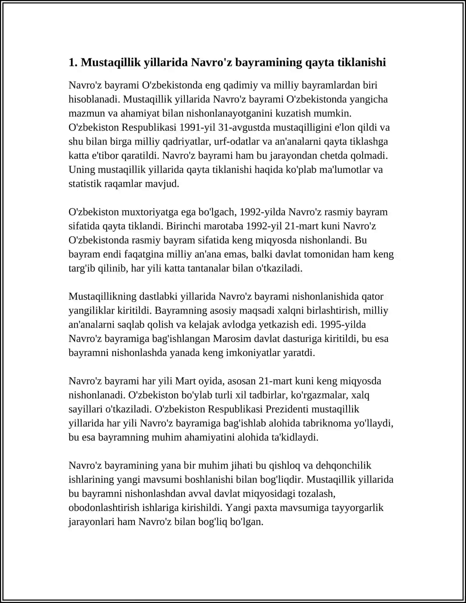 MUSTAQILLIK YILLARIDA OʻZBEKISTON MILLIY URF-ODATLAR, QADRIYATLAR VA ANʼANALARNING QAYTA TIKLANISHI 3