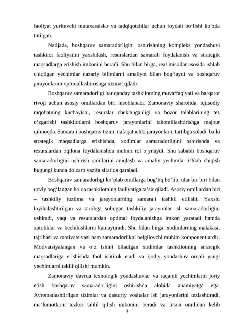 BOSHQARUV SAMARADORLIGINI OSHIRISH OMILLARI: REAL MISOLLAR VA YECHIMLAR 3