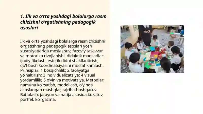 ILK VA O‘RTA YOSHDAGI BOLALARNI RASM CHIZISHGA O‘RGATISH METODIKASI 3