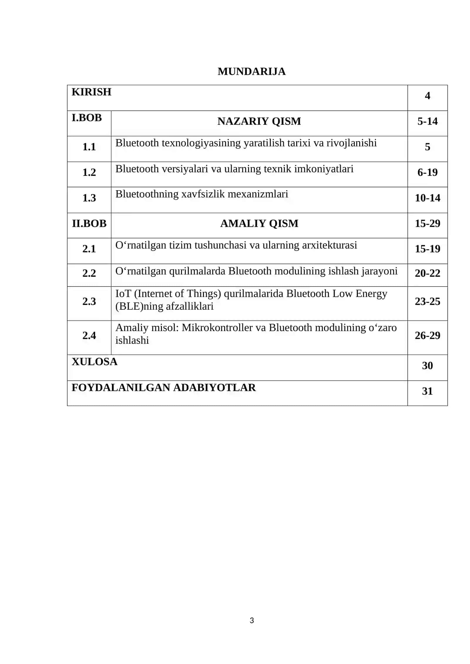 O‘rnatilgan tizimlarda Bluetooth texnologiyasi 3