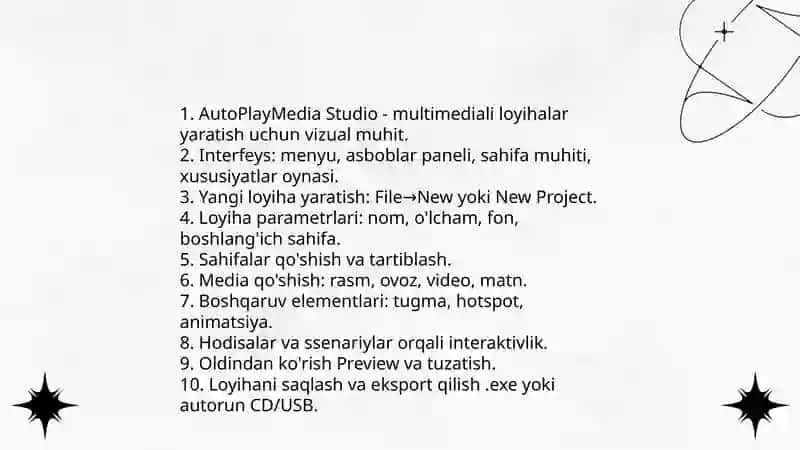 Multimediali elektron darsliklar yaratish (AutoPlayMedia Studio dasturi bilan ishlash) 3
